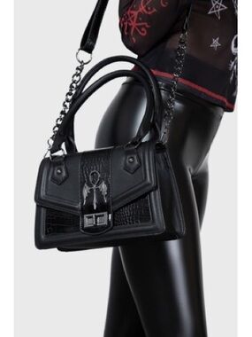 KILLSTAR ASTAROTH Black Gothic Satchel Handbag with Chain Strap